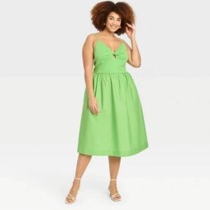NWT Women's Knit Ballet Midi Sundress - A New Day Green
